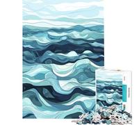 Jigsaw 1000 Pieces Abstract Ocean Waves Meditative Mind Challenge Toy Tight Joint No Falling Apart Heartwarming Birthday Pick (Size 38x52cm)