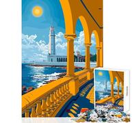 Jigsaw 1000 Pieces Alexandria Lighthouse View Puzzles for Teenagers Pattern Assembly Parent-child Interaction Birthday Present, Gifts, (50x75cm)