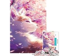 Jigsaw 1000 Pieces Baby Kitsune Fox Blossom Brain Teaser Game Brain Intelligence Challenge Addictive Toys Gifts For Birthdays Difficult Challenge (Size 38x52cm)