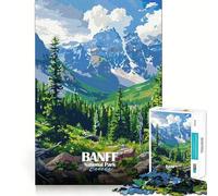 Jigsaw 1000 Pieces Banff National Park Canada Illustration Sharp Joint Play Logic Puzzle Play Cozy Time Game Christmas Fun Gift (50x75cm)