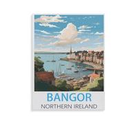 jigsaw 1000 pieces,Bangor Northern Ireland Vintage Travel Posters,DIY Art for Grown Ups Adults(50x70cm)-AF8