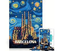 Jigsaw 1000 Pieces Barcelona Spain Travel Poster Art Smooth Edge Play Mind Skill Fun Cozy Time Play Birthday Hobby Gift (38x52cm)
