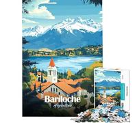 Jigsaw 1000 Pieces Bariloche Argentina Travel Poster Brain Intelligence Challenge Addictive Toys Family Games Suitable for Couples Art Work Gifts (size 50x75cm)
