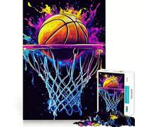 Jigsaw 1000 Pieces Basketball Net with Splatters Smooth Edge Play Mind Skill Fun Cozy Time Play Birthday Hobby Gift (38x26cm)