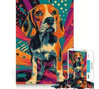 Jigsaw 1000 Pieces Beagle in Retro Style Precise Joint Play Cognitive Game Toy Free Time Game Christmas Fun Gift (38x52cm)