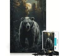 Jigsaw 1000 Pieces Bear in The Forest Smooth Edge Play Mind Skill Fun Cozy Time Play Birthday Hobby Gift (38x26cm)