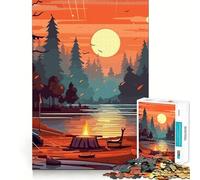 Jigsaw 1000 Pieces Beautiful Camping Night Accurate Cut Art Creative Brain Play Easy Play Game Xmas Art Display (50x75cm)