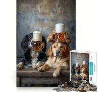 Jigsaw 1000 Pieces Beer Buddies Canine Cheers Sharp Joint Play Logic Puzzle Play Cozy Time Game Christmas Fun Gift (50x75cm)