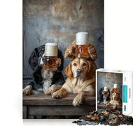 Jigsaw 1000 Pieces Beer Buddies Canine Cheers Sharp Joint Play Logic Puzzle Play Cozy Time Game Christmas Fun Gift (38x52cm)
