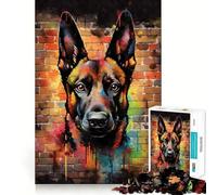 Jigsaw 1000 Pieces Belgian Malinois Graffiti Smooth Edge Play Mind Skill Fun Cozy Time Play Birthday Hobby Gift (50x75cm)