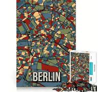 Jigsaw 1000 Pieces Berlin Earthtone City Map Sharp Joint Play Logic Puzzle Play Cozy Time Game Christmas Fun Gift (38x26cm)