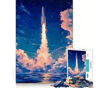 Jigsaw 1000 Pieces Beyond The Horizon︰ Rocket to The Stars Precise Joint Play Cognitive Game Toy Free Time Game Christmas Fun Gift (50x75cm)