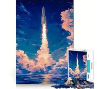 Jigsaw 1000 Pieces Beyond The Horizon︰ Rocket to The Stars Smooth Edge Play Mind Skill Fun Cozy Time Play Birthday Hobby Gift (38x52cm)