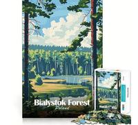 Jigsaw 1000 Pieces Bialystok Forest Poland Travel Poster Precise Joint Play Cognitive Game Toy Free Time Game Christmas Fun Gift (50x75cm)