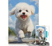Jigsaw 1000 Pieces Bichon Frise Sharp Joint Play Logic Puzzle Play Cozy Time Game Christmas Fun Gift (38x52cm)