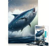 Jigsaw 1000 Pieces Big Bluefin Tuna Smooth Edge Play Mind Skill Fun Cozy Time Play Birthday Hobby Gift (38x52cm)
