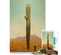 Jigsaw 1000 Pieces Big Cactus Small Men Accurate Cut Art Creative Brain Play Easy Play Game Xmas Art Display (38x52cm)