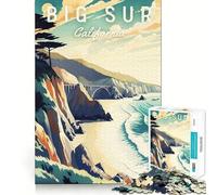 Jigsaw 1000 Pieces Big Sur California Travel Precise Joint Play Cognitive Game Toy Free Time Game Christmas Fun Gift (38x52cm)