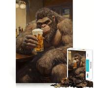Jigsaw 1000 Pieces Bigfoot at The Bar Precise Joint Play Cognitive Game Toy Free Time Game Christmas Fun Gift (38x26cm)