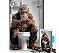 Jigsaw 1000 Pieces Bigfoot on The Toilet Precise Joint Play Cognitive Game Toy Free Time Game Christmas Fun Gift (38x52cm)