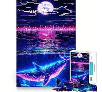 Jigsaw 1000 Pieces Bioluminescent Whale Under Moonlight Precise Joint Play Cognitive Game Toy Free Time Game Christmas Fun Gift (50x75cm)
