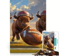 Jigsaw 1000 Pieces Bison Calves Old School Football Precise Joint Play Cognitive Game Toy Free Time Game Christmas Fun Gift (50x75cm)