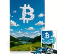 Jigsaw 1000 Pieces Bitcoin Cloud Landscape Accurate Cut Art Creative Brain Play Easy Play Game Xmas Art Display (50x75cm)