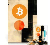 Jigsaw 1000 Pieces Bitcoin Crypto Art Precise Joint Play Cognitive Game Toy Free Time Game Christmas Fun Gift (38x26cm)