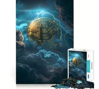 Jigsaw 1000 Pieces Bitcoin Crypto Storm Smooth Edge Play Mind Skill Fun Cozy Time Play Birthday Hobby Gift (38x52cm)