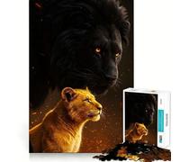 Jigsaw 1000 Pieces Black And Gold Lions Accurate Cut Art Creative Brain Play Easy Play Game Xmas Art Display (38x26cm)