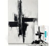 Jigsaw 1000 Pieces Black And White Abstract Painting Precise Joint Play Cognitive Game Toy Free Time Game Christmas Fun Gift (38x52cm)