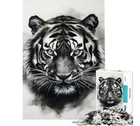 Jigsaw 1000 Pieces Black And White Tiger Brain Intelligence Challenge Addictive Toys Family Games Suitable for Couples Art Work Gifts (size 50x75cm)