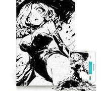 Jigsaw 1000 Pieces Black And White Witch Manga Smooth Edge Play Mind Skill Fun Cozy Time Play Birthday Hobby Gift (38x52cm)