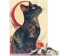 Jigsaw 1000 Pieces Black Japanese Cute Cat Puzzles Adults Difficulty Jigsaw Puzzles Education Toys Games Family Decoration 1000pcs (75x50cm)