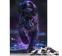 Jigsaw 1000 Pieces Black Panther with Glowing Eyes Puzzles Adults Difficulty Jigsaw Puzzles Education Toys Games Family Decoration 1000pcs (38x26cm)