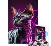 Jigsaw 1000 Pieces Black Sphynx Cat for Educational Game Challenge Toy for Educational Game Tough Challenge Gifts For Birthdays (Size 38x26cm)