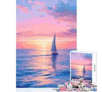 Jigsaw 1000 Pieces Boat by Sea Pixel Art Puzzles for Teenagers Pattern Assembly Parent-child Interaction Birthday Present, Gifts, (38x26cm)