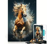Jigsaw 1000 Pieces Brown Wild Cute Race Horse Exact Cut Art Creative Brain Game Calm Play Time Birthday Hobby Gift (38x26cm)