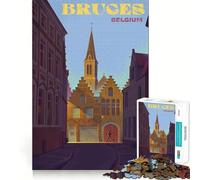 Jigsaw 1000 Pieces Bruges, Belgium Cityscape Exact Cut Art Creative Brain Game Calm Play Time Birthday Hobby Gift (50x75cm)