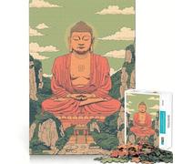 Jigsaw 1000 Pieces Buddha Between Mountains Perfect Edge Play Cognitive Fun Play Slow Play Fun Xmas Art Display (38x26cm)