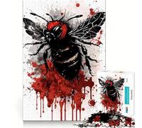 Jigsaw 1000 Pieces Bumblebee Ink Painting Perfect Edge Play Cognitive Fun Play Slow Play Fun Xmas Art Display (38x52cm)