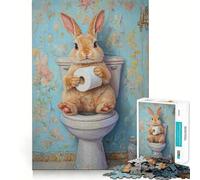 Jigsaw 1000 Pieces Bunny on The Throne Perfect Edge Play Cognitive Fun Play Slow Play Fun Xmas Art Display (38x26cm)
