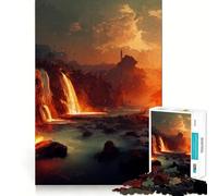 Jigsaw 1000 Pieces Burning Waterfall Perfect Edge Play Cognitive Fun Play Slow Play Fun Xmas Art Display (38x26cm)