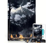 Jigsaw 1000 Pieces Campsite Under Mt. Fuji Perfect Edge Play Cognitive Fun Play Slow Play Fun Xmas Art Display (38x52cm)