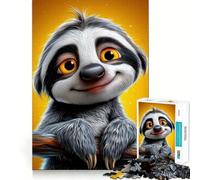 Jigsaw 1000 Pieces Cartoon Sloth on Branch with Smile Perfect Edge Play Cognitive Fun Play Slow Play Fun Xmas Art Display (38x26cm)