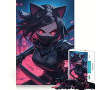 Jigsaw 1000 Pieces Cat-Eared Ninja Girl Accurate Cut Fun Mental Skill Game Rest Time Game Festive Leisure Gift (38x26cm)