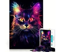 Jigsaw 1000 Pieces Cat in Trippy Borderlands Perfect Edge Play Cognitive Fun Play Slow Play Fun Xmas Art Display (50x75cm)