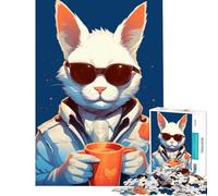 Jigsaw 1000 Pieces Cat Is Drinking Coffee Brain Teaser Game Brain Intelligence Challenge Addictive Toys Gifts For Birthdays Difficult Challenge (Size 75x50cm)