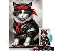 Jigsaw 1000 Pieces Cat Pirate Precise Cut Art Cognitive Skill Toy Leisure Time Fun Christmas Calm Gift (38x52cm)