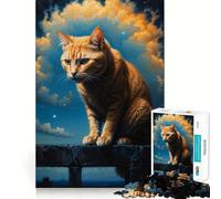 Jigsaw 1000 Pieces Cat Surveying The Domain Accurate Cut Fun Mental Skill Game Rest Time Game Festive Leisure Gift (50x75cm)